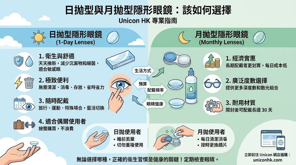 日拋型與月拋型隱形眼鏡：該如何選擇