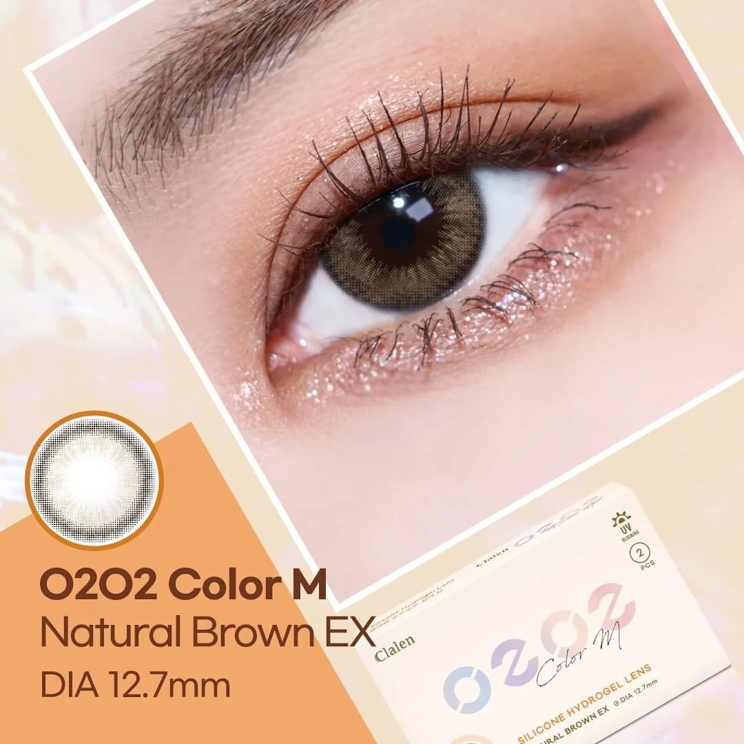 Clalen｜O2O2 Color M Natural Brown EX 月拋彩色隱形眼鏡｜2片