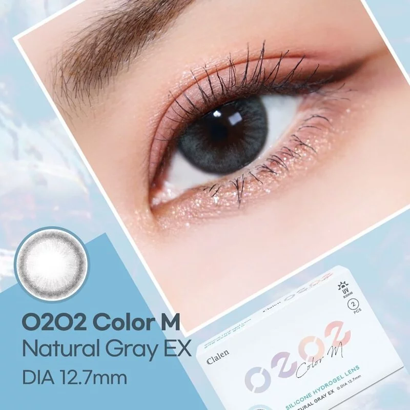 Clalen｜O2O2 Color M Natural Grey EX 月拋彩色隱形眼鏡｜2片