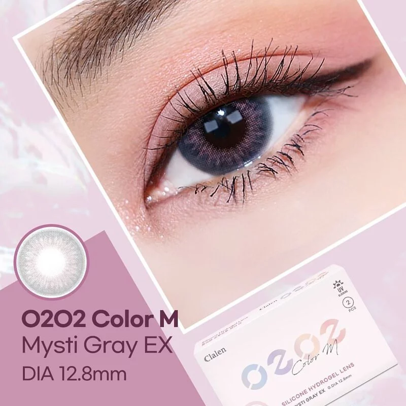 Clalen｜O2O2 Color M Mysti Grey EX 月拋彩色隱形眼鏡｜2片