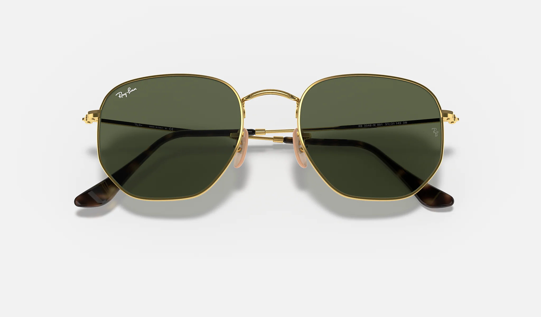 Ray-Ban | HEXAGONAL FLAT LENSES | GOLD | Green Classic G-15