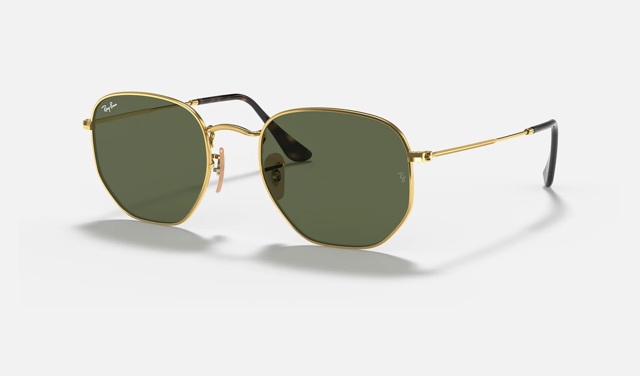 Ray-Ban | HEXAGONAL FLAT LENSES | GOLD | Green Classic G-15