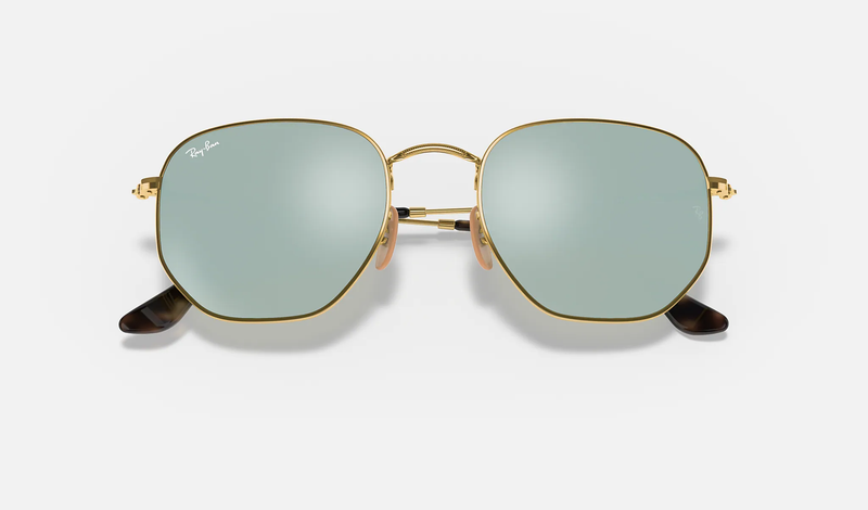 Ray ban hexagonal hot sale flat lenses gold