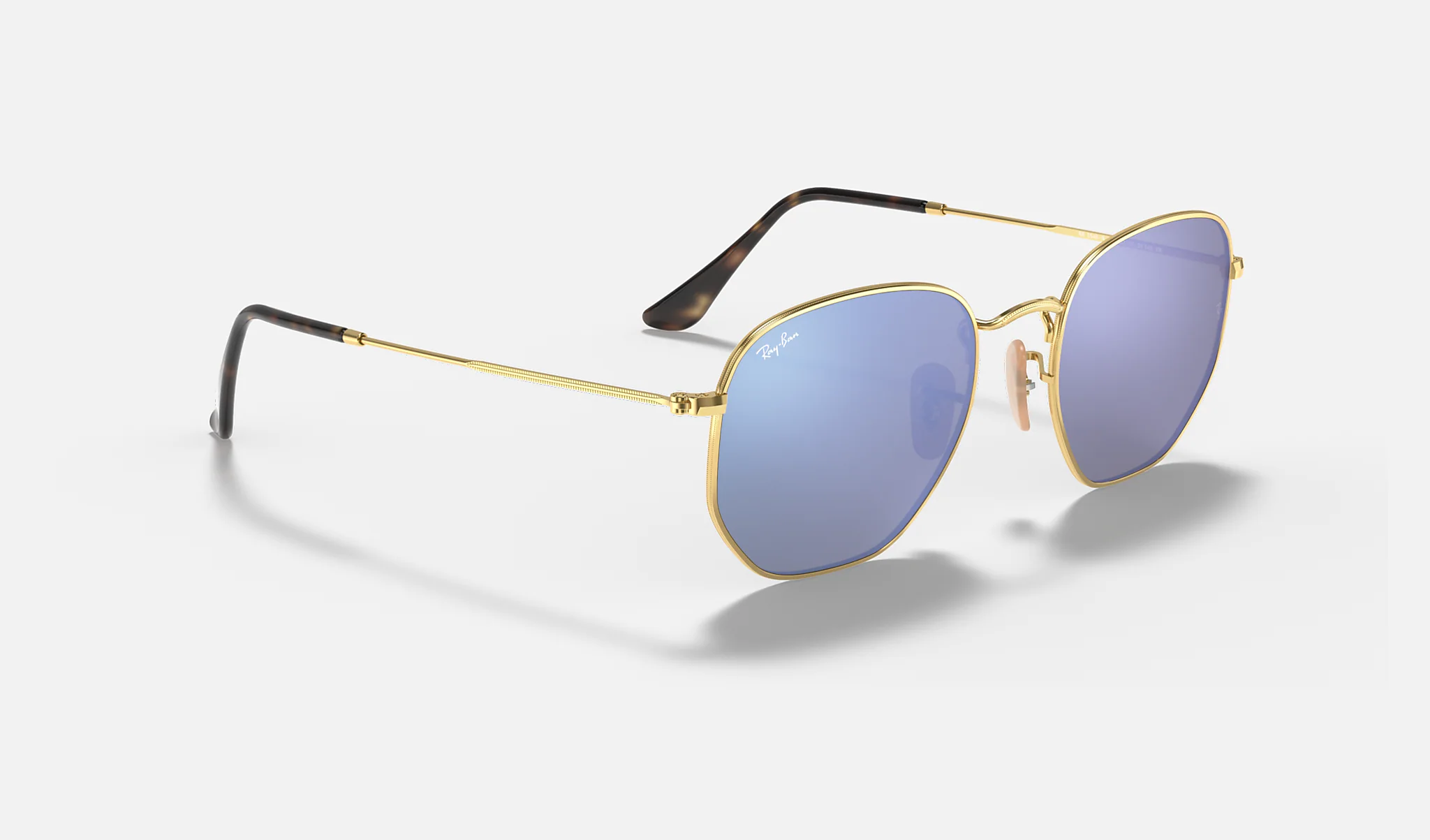 Ray-Ban | HEXAGONAL FLAT LENSES | GOLD | Light Blue Gradient Flash