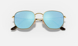 Ray-Ban | HEXAGONAL FLAT LENSES | GOLD | Light Blue Gradient Flash