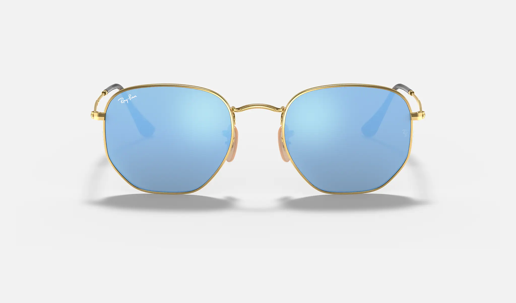 Ray-Ban | HEXAGONAL FLAT LENSES | GOLD | Light Blue Gradient Flash