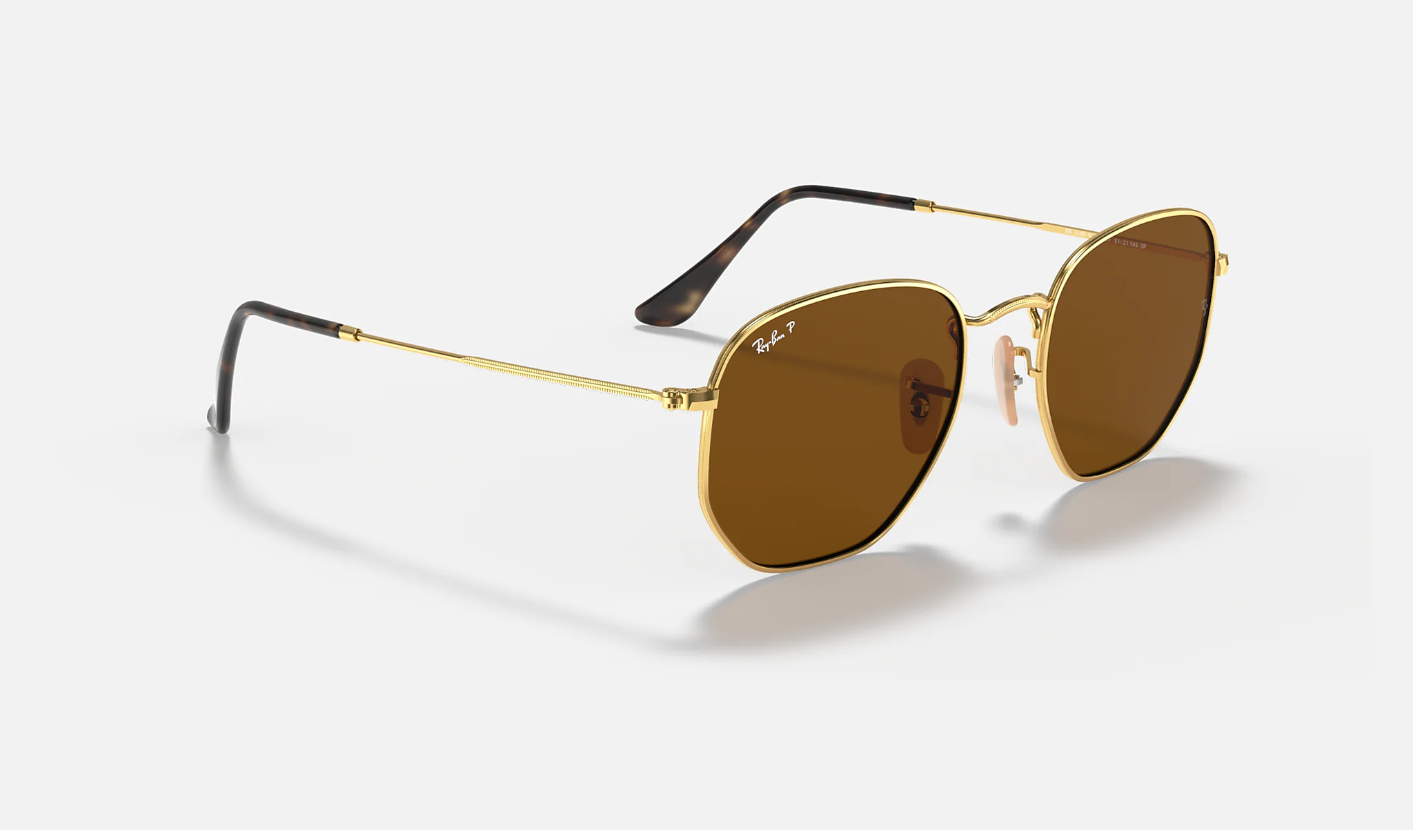 Ray-Ban | HEXAGONAL FLAT LENSES | GOLD | Brown Classic B-15 with POLARIZED Lens