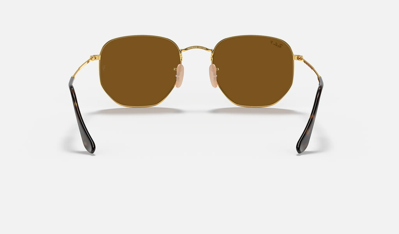 Ray-Ban | HEXAGONAL FLAT LENSES | GOLD | Brown Classic B-15 with POLARIZED Lens