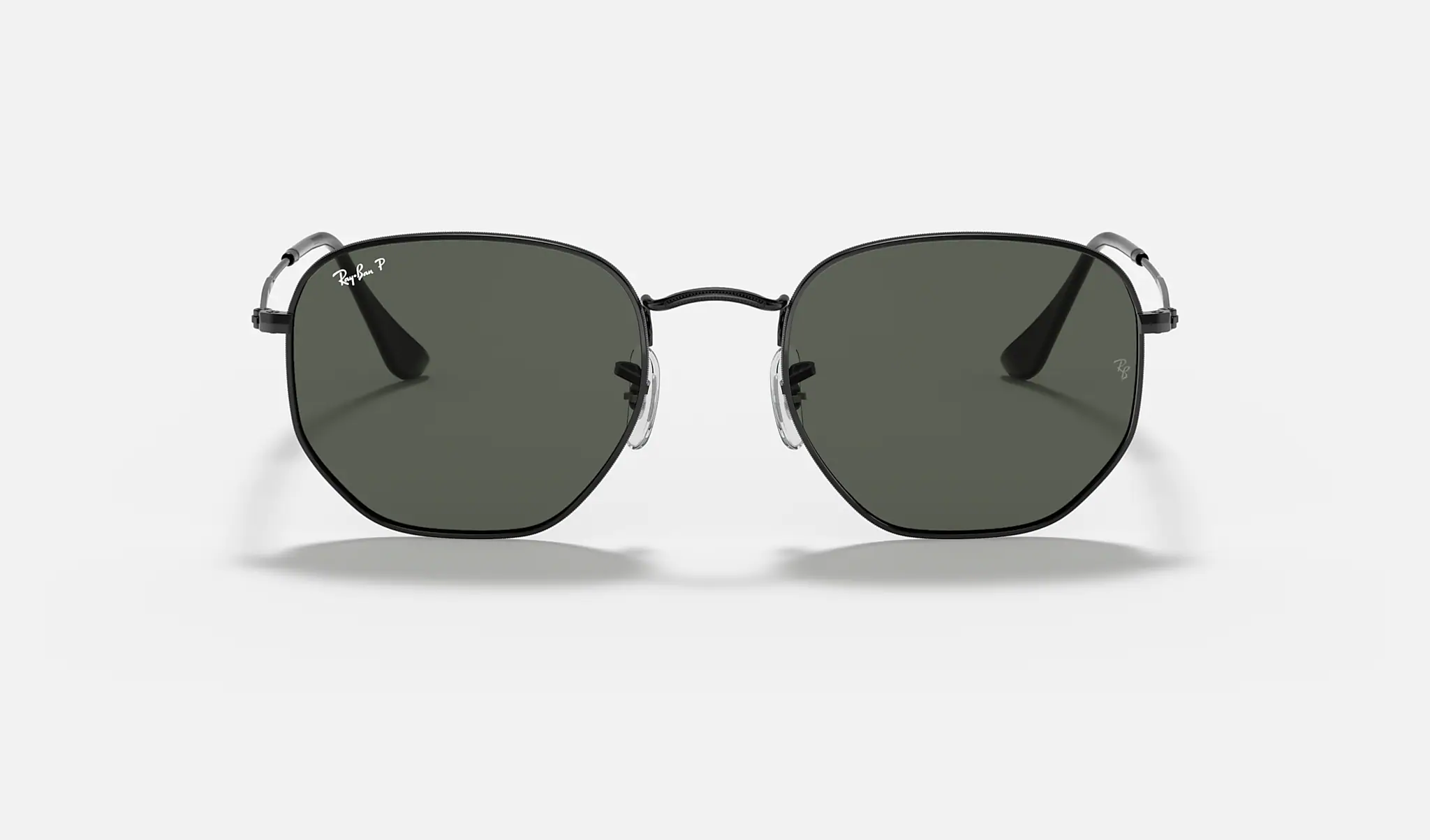Ray-Ban | HEXAGONAL FLAT LENSES | BLACK | Green Classic G-15 with POLARIZED Lens
