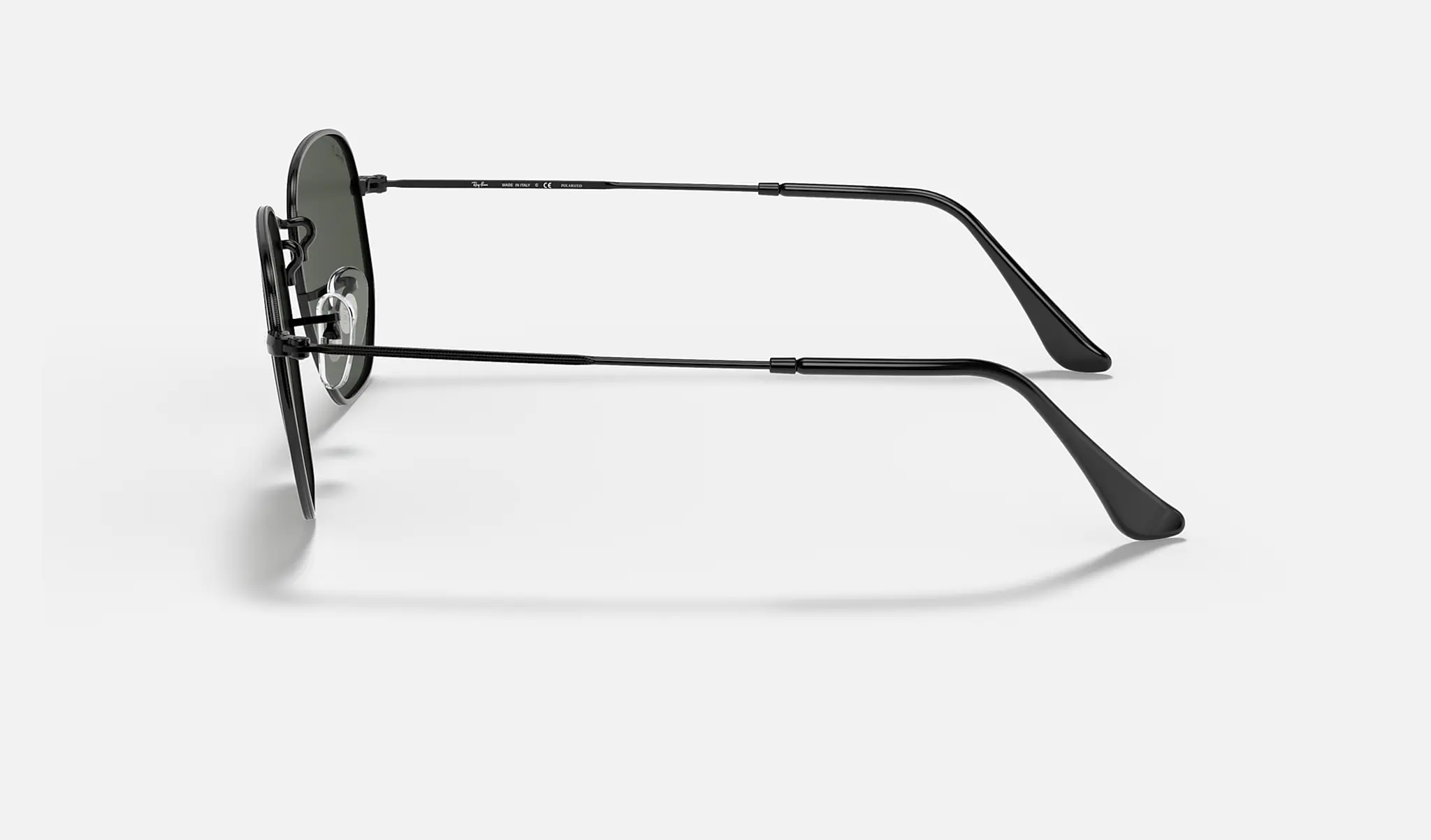 Ray-Ban | HEXAGONAL FLAT LENSES | BLACK | Green Classic G-15 with POLARIZED Lens